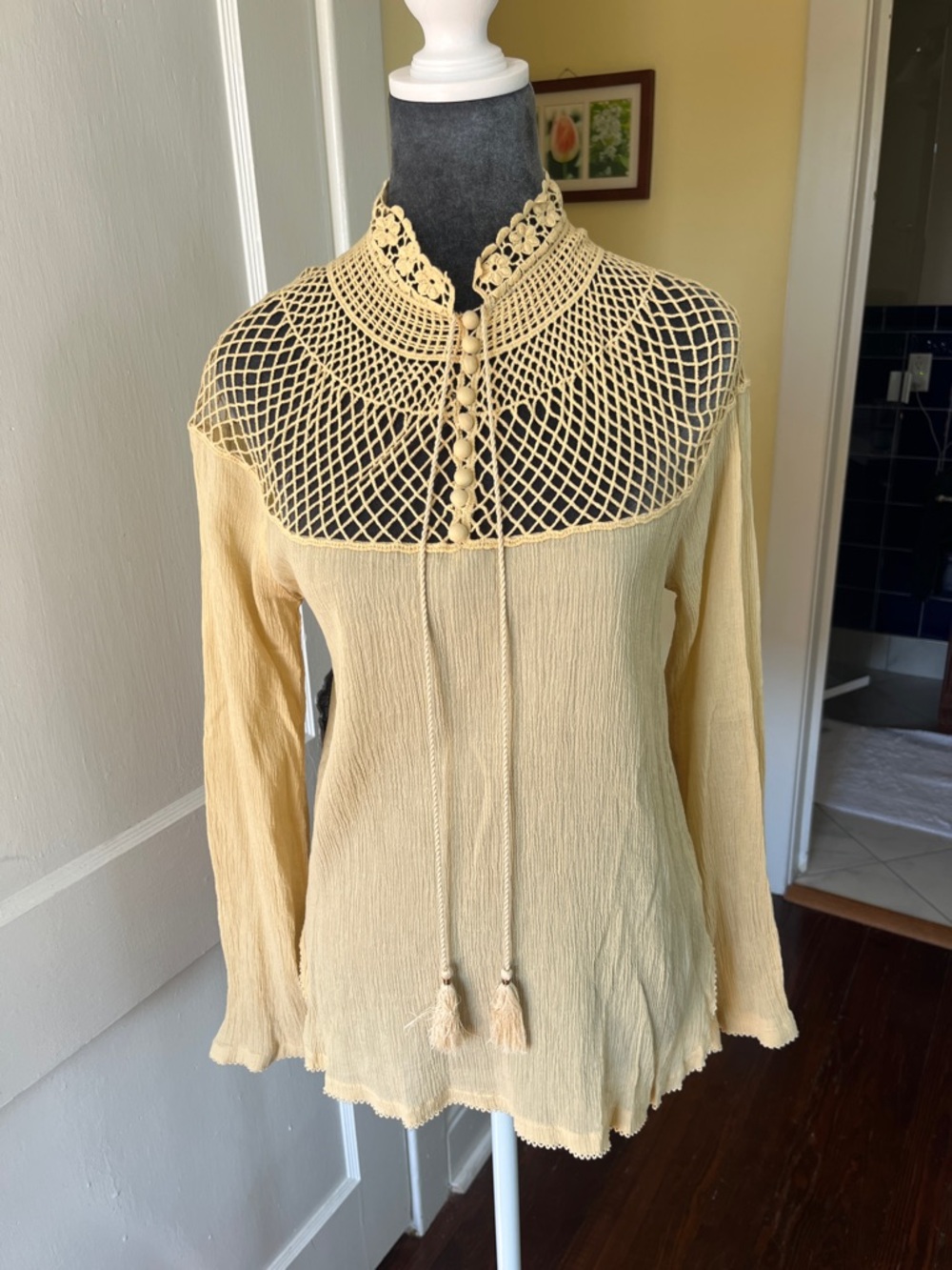 Free People Long-Sleeve Top in Pale Yellow